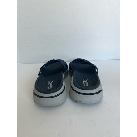 SKECHERS GO WALK ARCHFIT COMFORT SANDAL SHOES BLUE & GRAY OPEN TOE SLIP ON SZ 9 - Picture 5 of 12